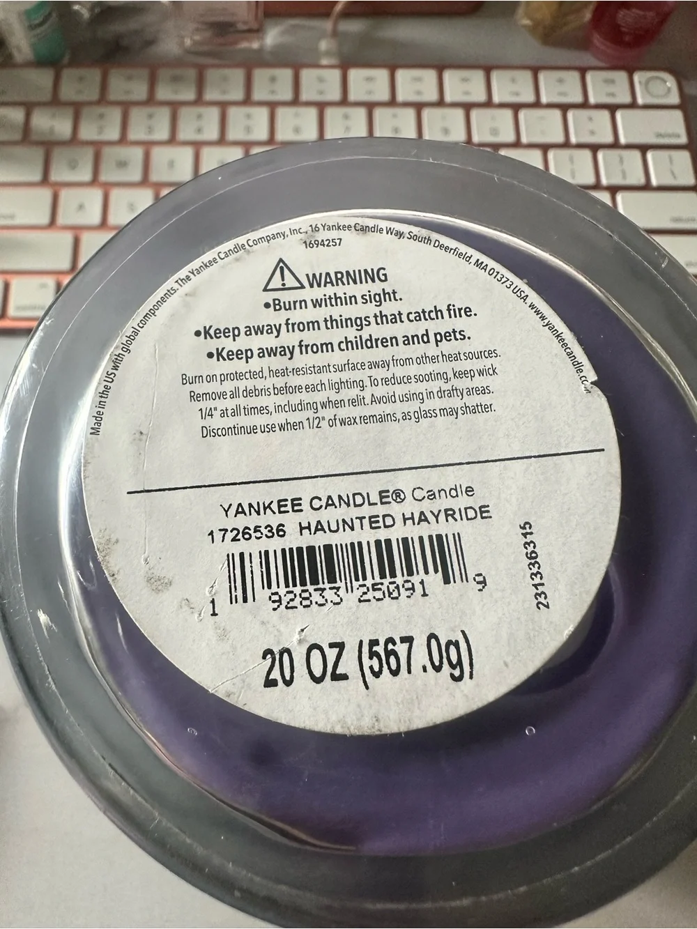 Yankee Candle Purple Haunted Hayride 2 Wick   20oz Jar -  *RETIRED*